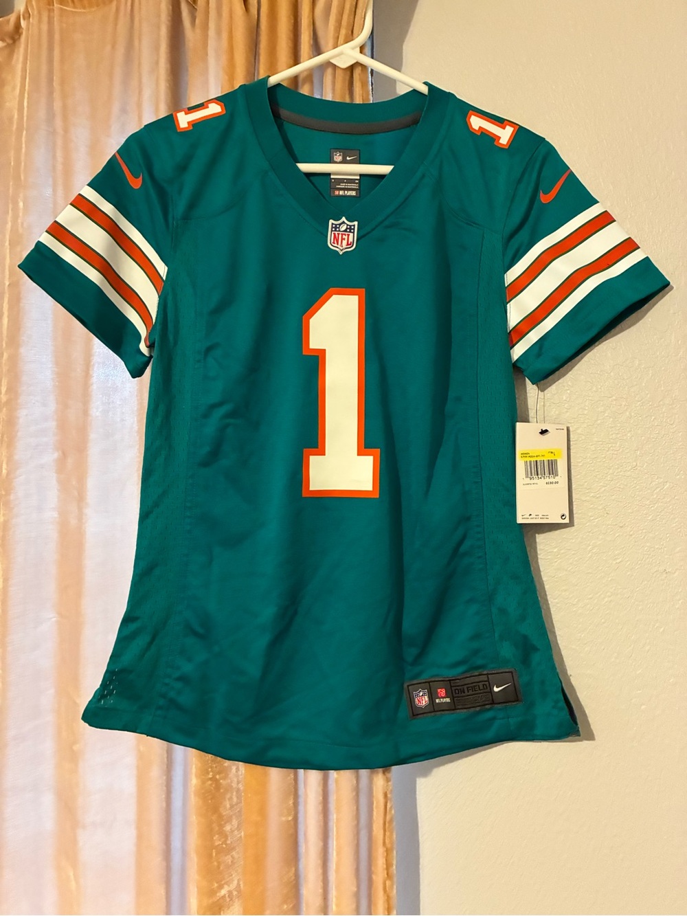 Nike Teal Miami Dolphins Women’s #1 NFL offical Football Jersey BNWT